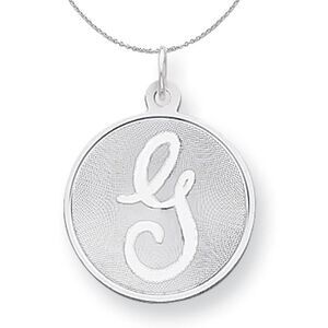 Silver, Makayla Collection, 20mm Disc Initial G Necklace - 24 In